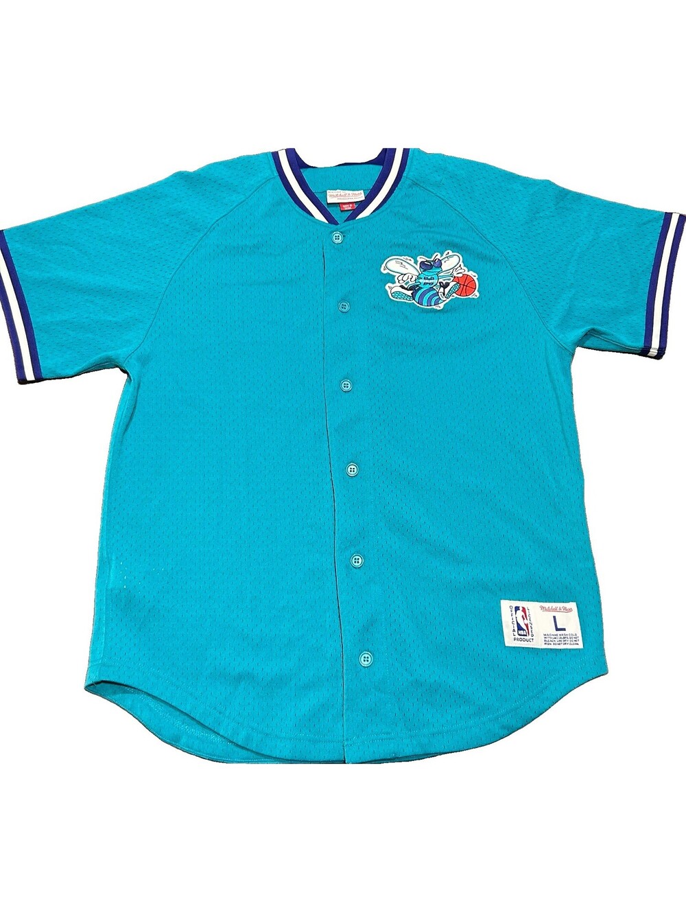 Mitchell & Ness Charlotte Hornets Hugo Mascot Mesh Jersey Shirt Teal Men L